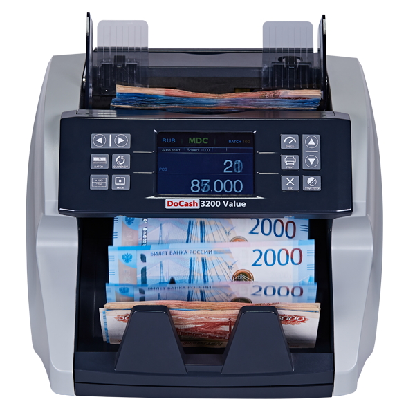Счетчики банкнот,docash 3200 value счетчик банкнот с возможностью определения номиналов, сортировки, 7 типов детекции, скорость счета 900-1500 банкнот/мин.